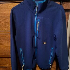 REI Navy Fleece Jacket with Aqua Accents